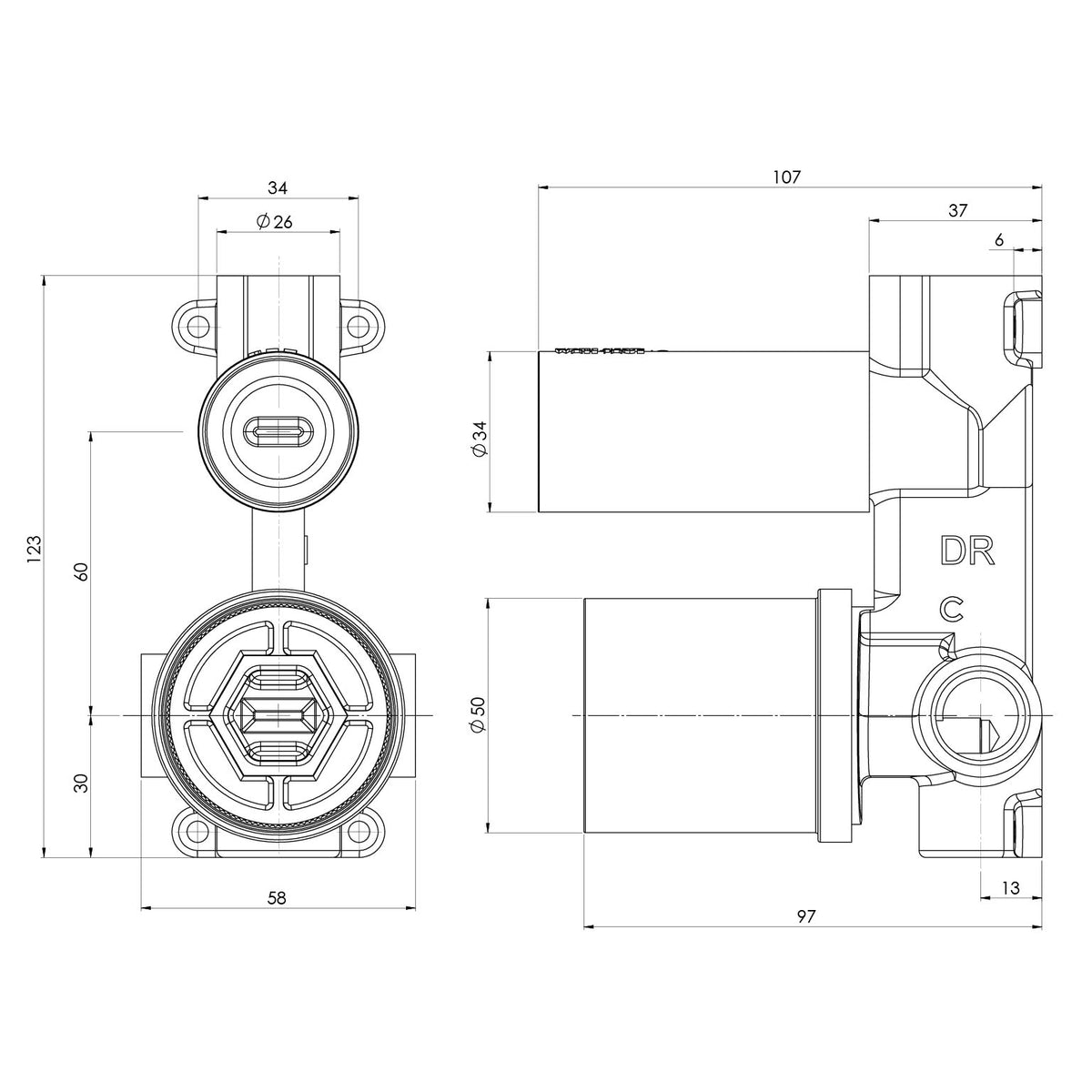 SwitchMix Shower / Bath Diverter Mixer Rough-In Kit – Lead Free