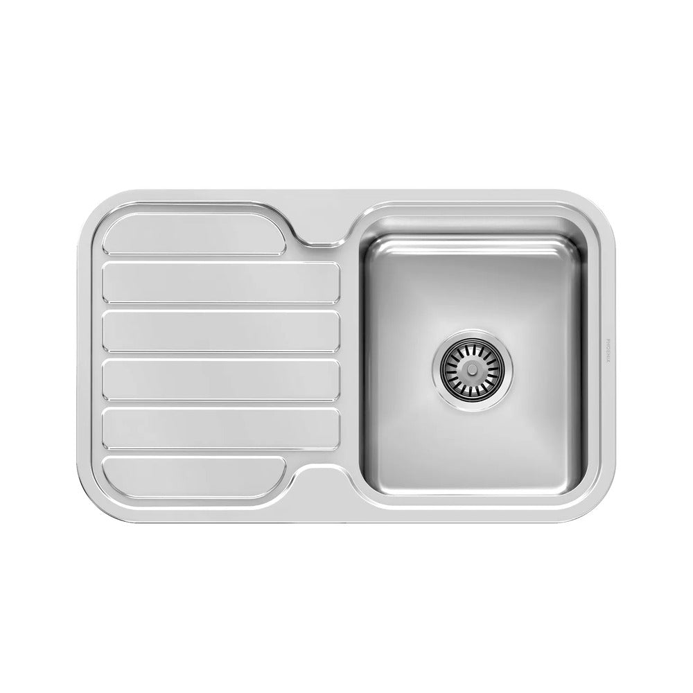 1000 Series Single Bowl Sink with Drainer and No Taphole — Stainless Steel