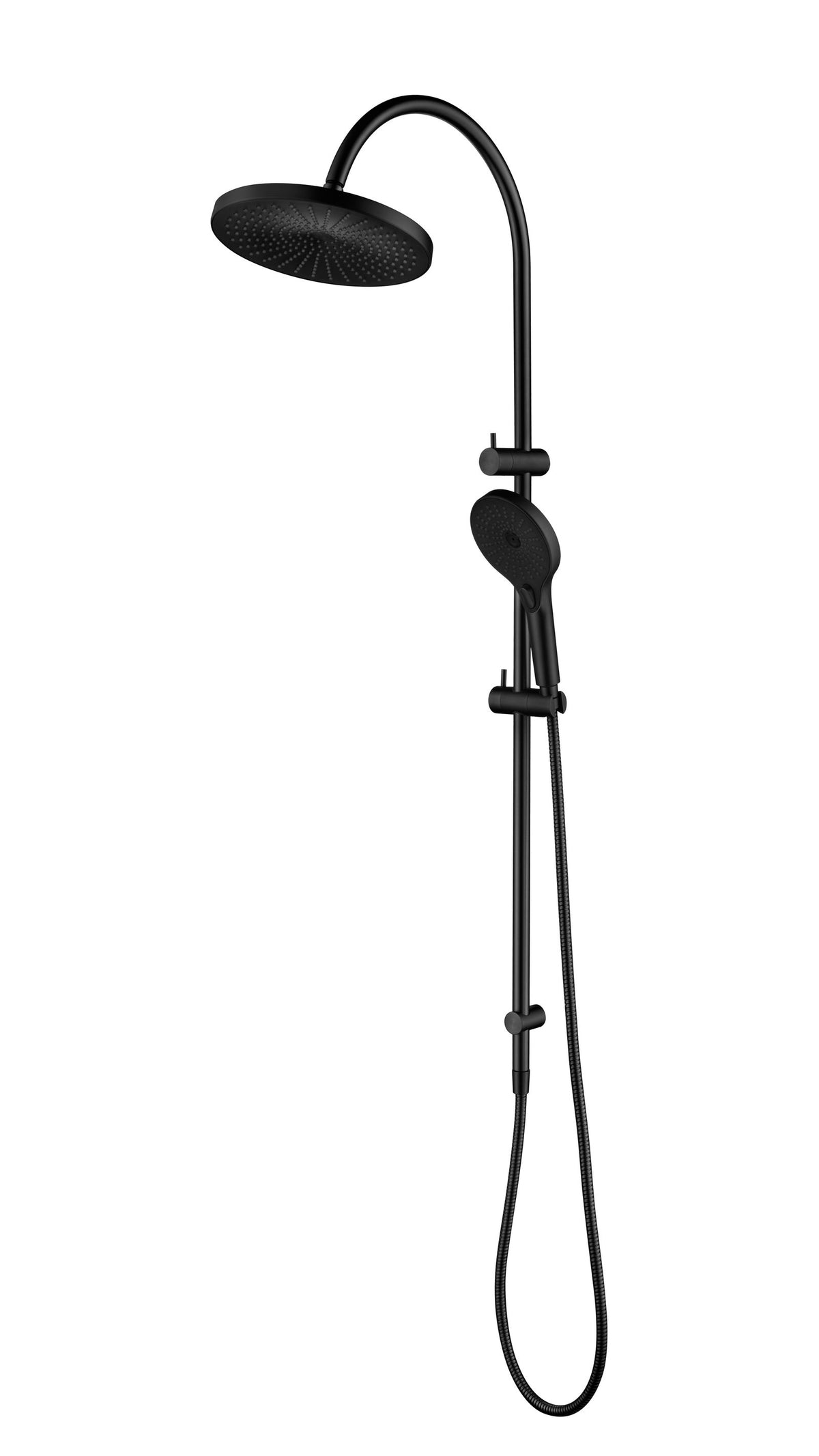 Mica Gooseneck Dual Shower Rail - Black