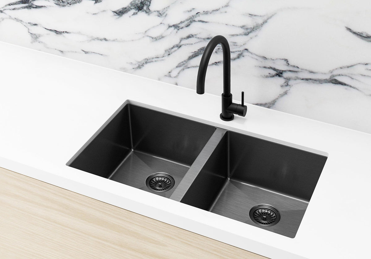 Lavello Kitchen Sink - Double Bowl 760 x 440 — Gunmetal Black