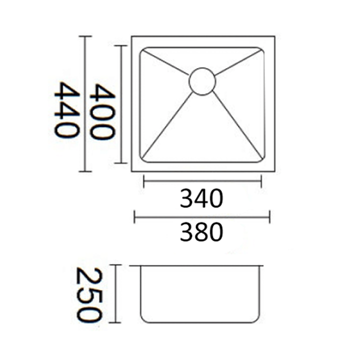 Luminare Sink 380 x 440mm - Stainless Steel