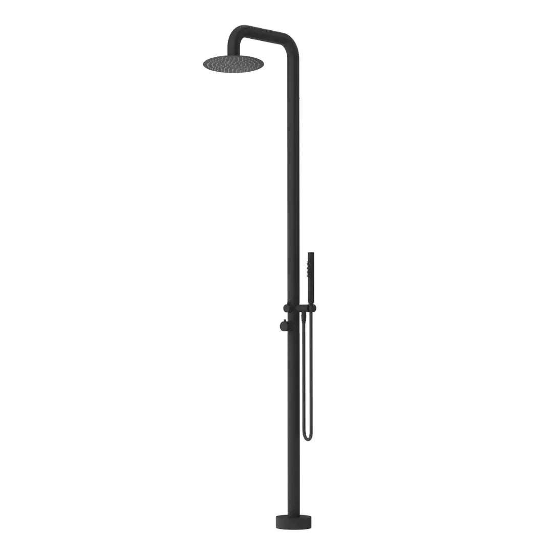 Mica Soft Square Freestanding Outdoor Shower — Black