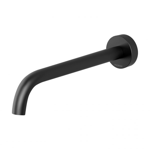 Vivid Slimline Wall Basin Spout 230mm Curved - Matte Black